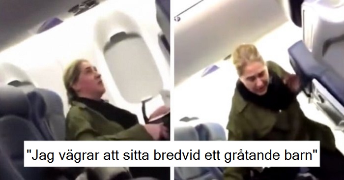 Kvinnan vägrar att sitta nära den lilla bebisen på planet och hotar flygvärdinnan. DÅ slår karma till!